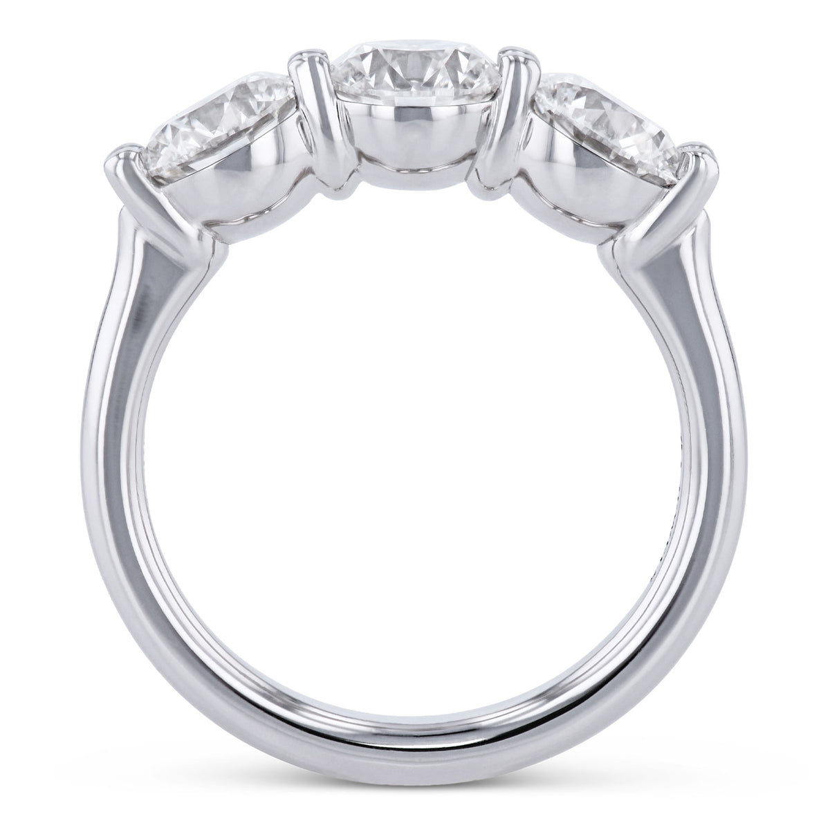 3 Round Diamond Platinum Band Ring - Alternate View 1