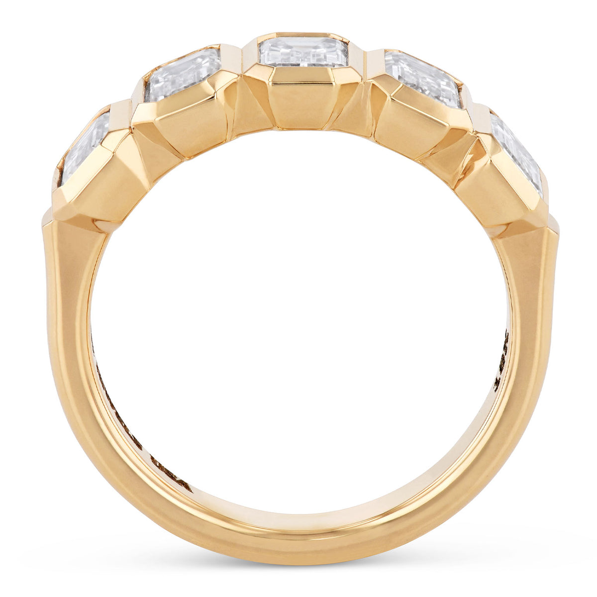 5 Emerald Cut Diamond Yellow Gold Band Ring - Alternate View 1