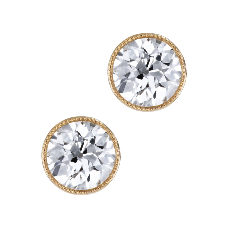 18kt Yellow Gold Bezel Set Diamond Stud Earrings Earrings H&H Jewels