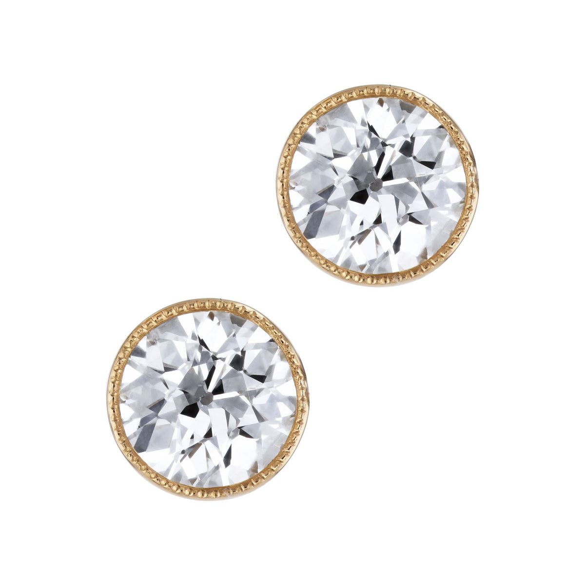 18kt Yellow Gold Bezel Set Diamond Stud Earrings Earrings H&H Jewels