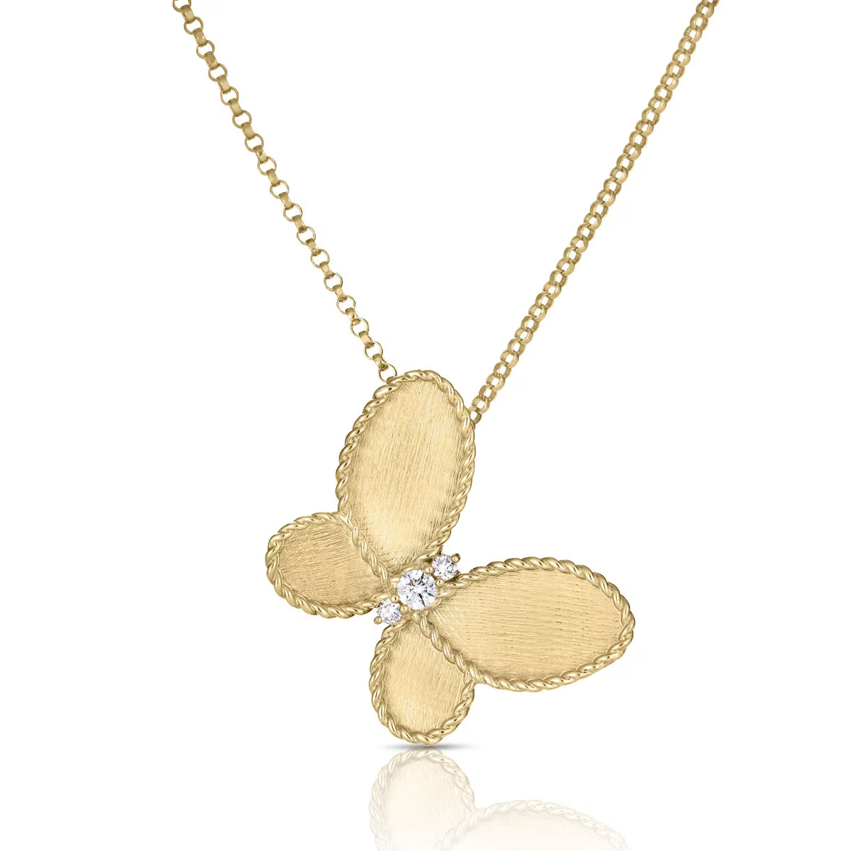18K Yellow Gold Jasmine Diamond Butterfly Pendant Necklace Necklaces Roberto Coin