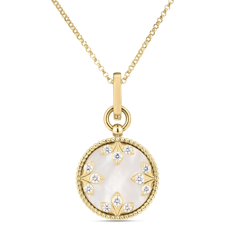 18kt Yellow Gold Mother Of Pearl Medallion Pendant Necklace Necklaces Roberto Coin