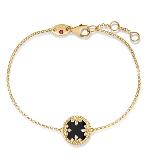 18kt Yellow Gold Mother Of Pearl Black Jade Medallion Bracelet Bracelets Roberto Coin