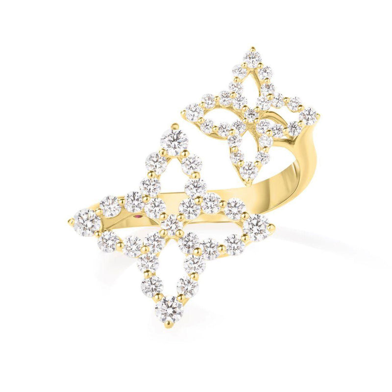 18kt Yellow Gold Venetian Princess Diamond Outline Bypass Ring Rings Roberto Coin