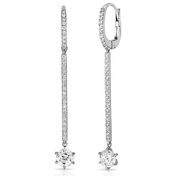 18kt White Gold Pave Diamond Short Matchstick Earrings Earrings Roberto Coin