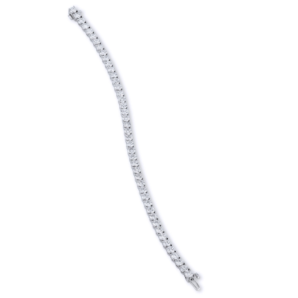 18K White Gold Round Brilliant Cut Diamond Tennis Bracelet - Alternate View 1