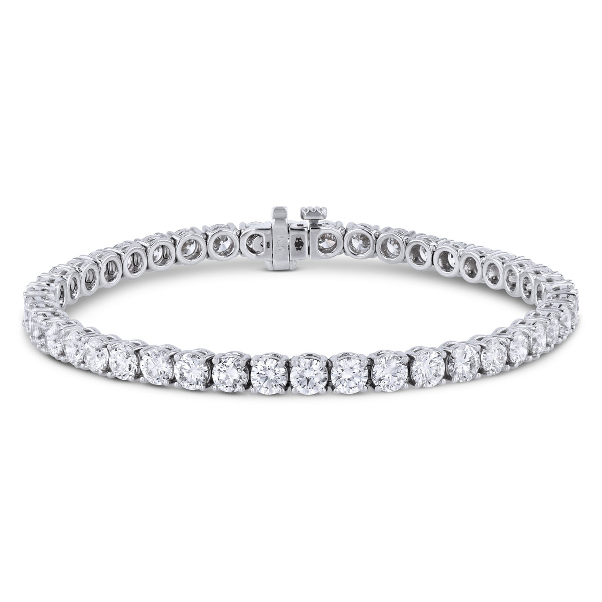18K White Gold Round Brilliant Cut Diamond Tennis Bracelet Bracelets H&H Jewels