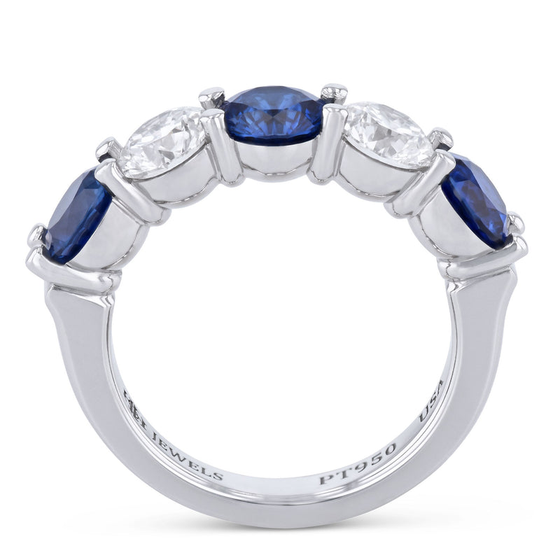 Alternating Sapphire and Diamond Platinum Ring Rings H&H Jewels