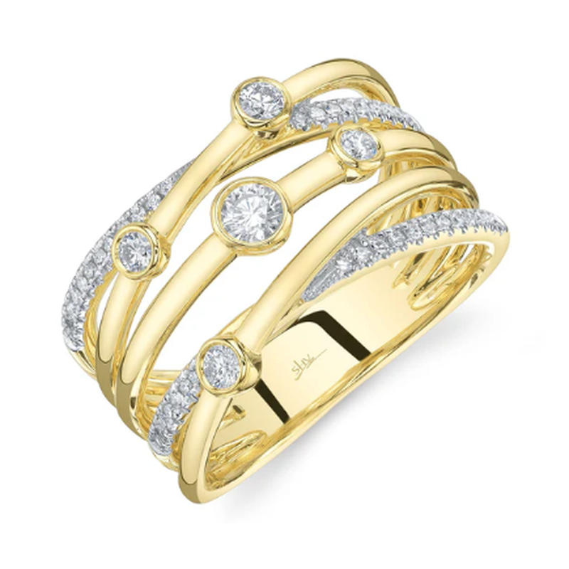 14K Yellow Gold Diamond Bezel Bridge Ring Rings Shy Creation