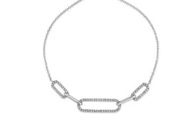 14kt White Gold Diamond Pavé Paperclip Link Bracelet Bracelets Shy Creation