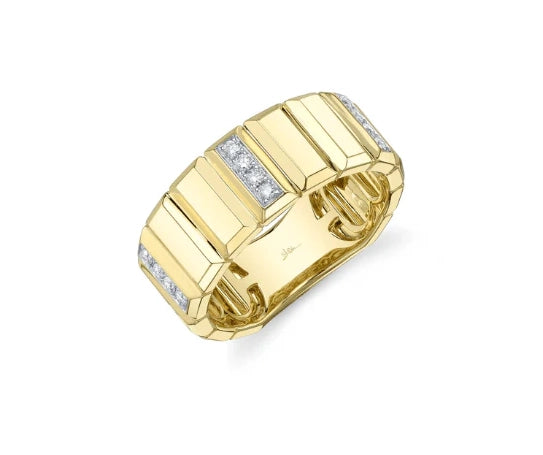 14K Yellow Gold Diamond Geo Cut Band Ring