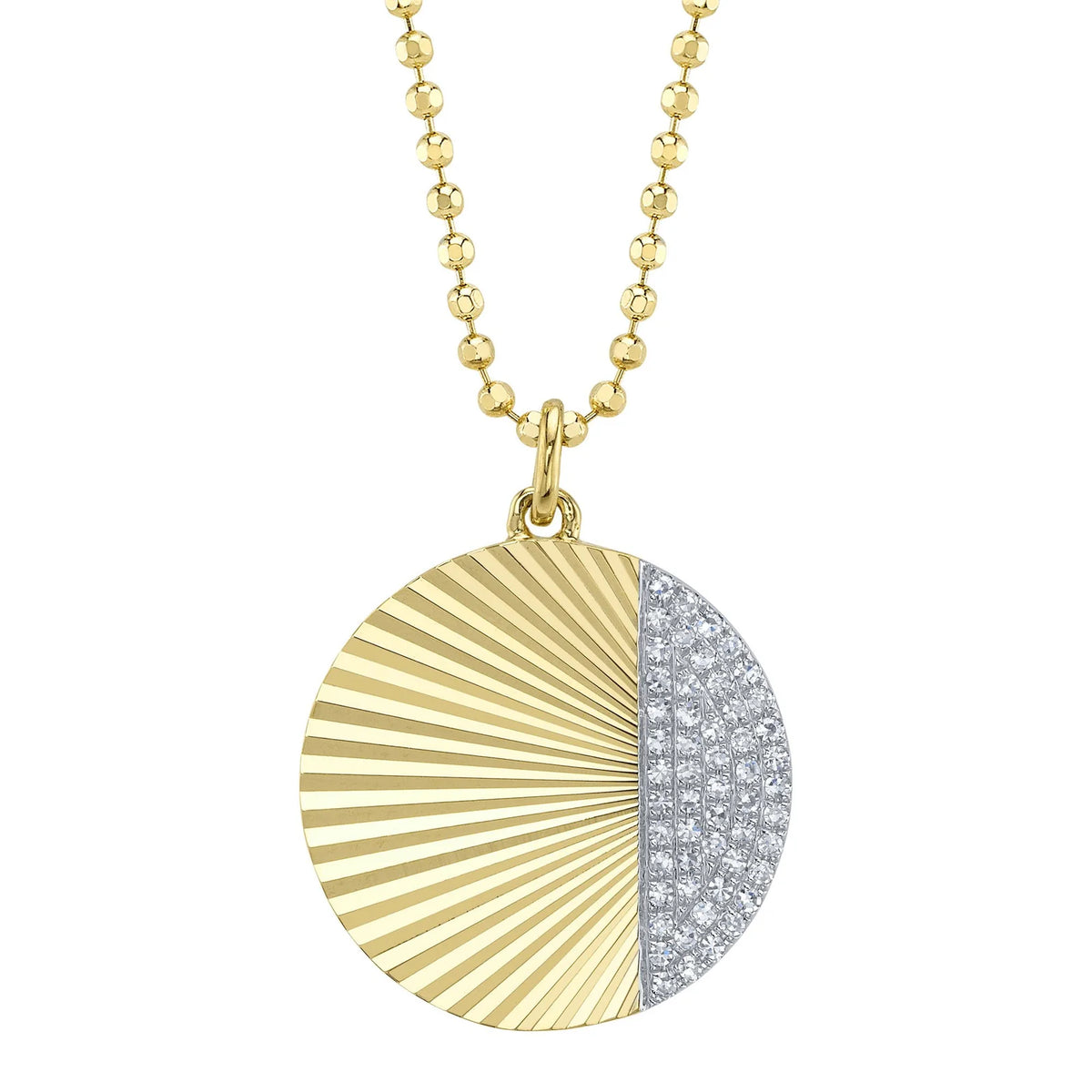 14K Two-Tone Diamond Pave Medallion Necklace