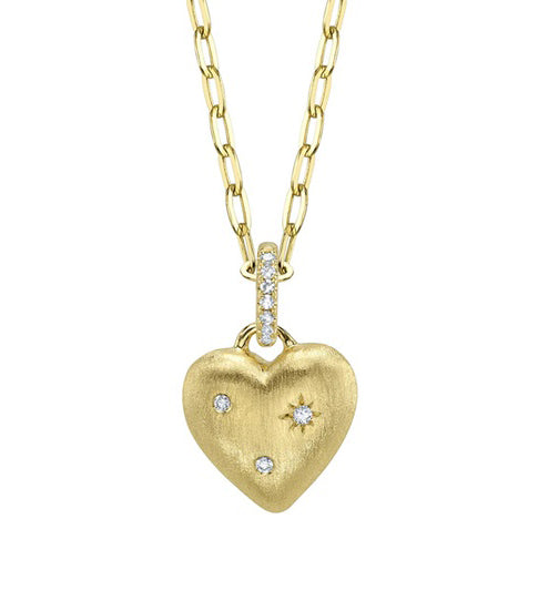 14K Yellow Gold Petite Stardust Heart Pendant Necklace