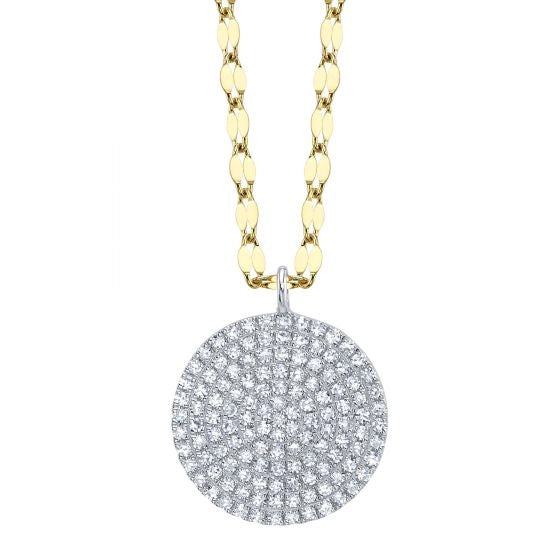 14K Yellow Gold Diamond Eclipse Disc Pendant Necklace