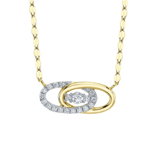 14K Yellow Gold Interlocking Diamond Link Necklace