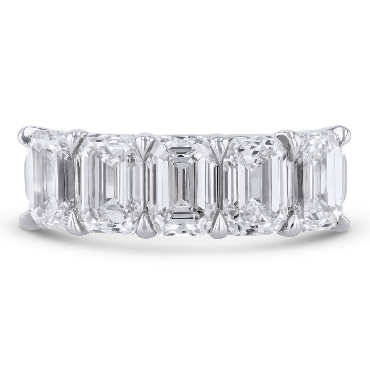 5 Emerald Cut Diamond Platinum Band Ring Rings H&H Jewels
