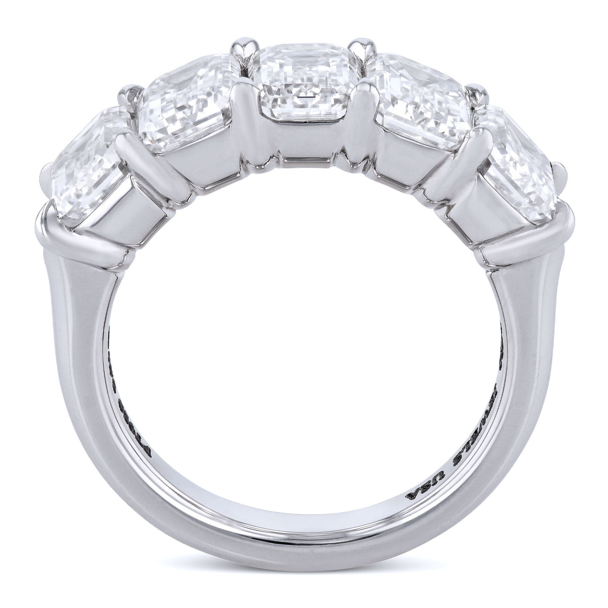 5 Emerald Cut Diamond Platinum Band Ring - Alternate View 1