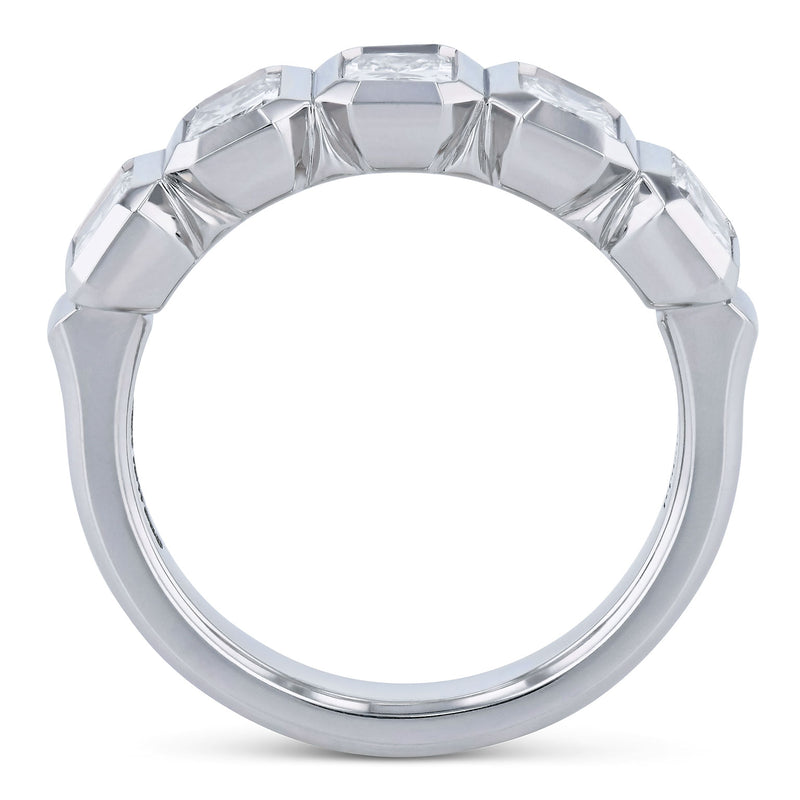 5 Radiant Cut Diamond Platinum Band Ring Rings H&H Jewels