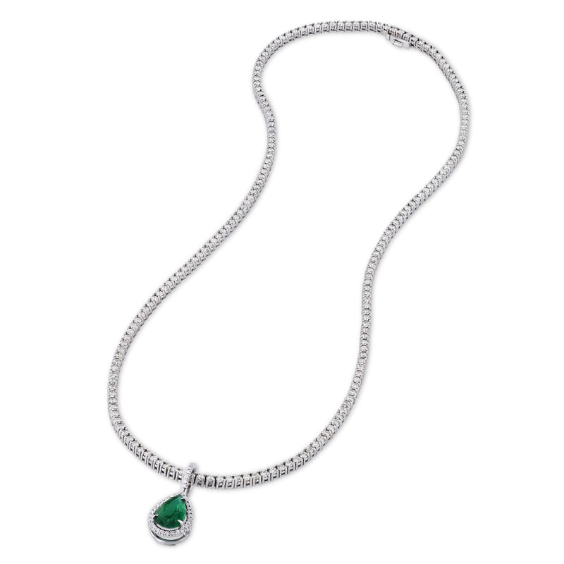 Emerald Diamond White Gold Pendant Necklaces H&H Jewels
