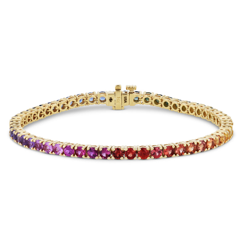 14K Yellow Gold Ombre Sapphire Tennis Bracelet Bracelets H&H Jewels