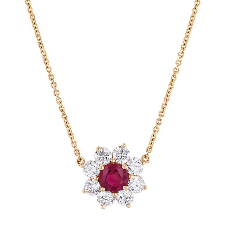 Burma Ruby Diamond Yellow Gold Pendant Necklace Necklaces H&H Jewels