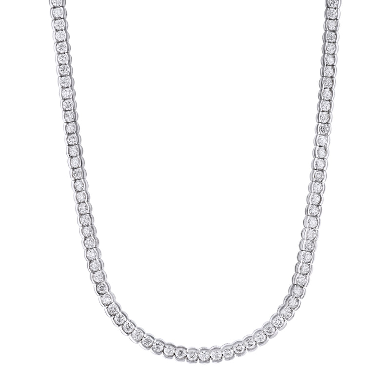 18kt White Gold Diamond Semi-Bezel Tennis Necklace Necklaces H&H Jewels