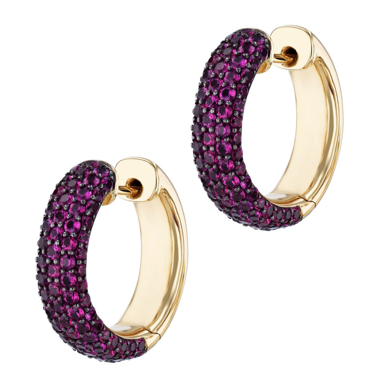 Ruby 18Kt Yellow Gold Hoop Earrings Earrings H&H Jewels