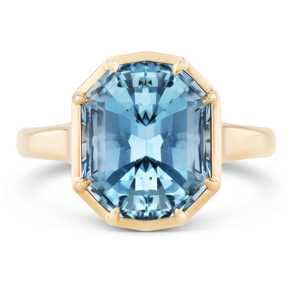 Aquamarine Yellow Gold Ring Rings H&H Jewels