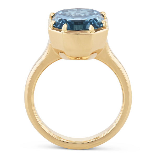 Aquamarine Yellow Gold Ring Rings H&H Jewels