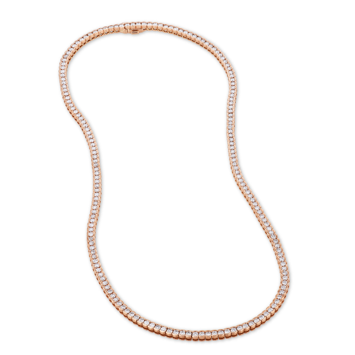 18kt Rose Gold Diamond Riviera Semi-Bezel Tennis Necklace Necklaces H&H Jewels