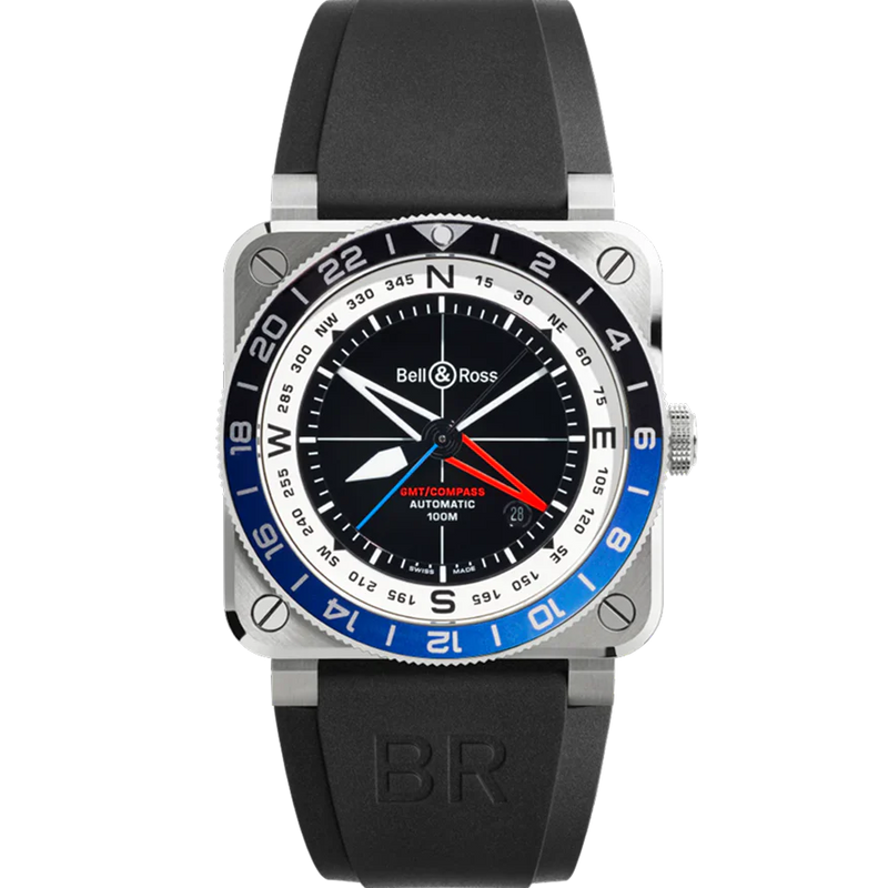 Bell & Ross BR 03 GMT Compass Steel Automatic Limited Edition Watch - BR0393-COM-ST/SRB Watches Bell & Ross