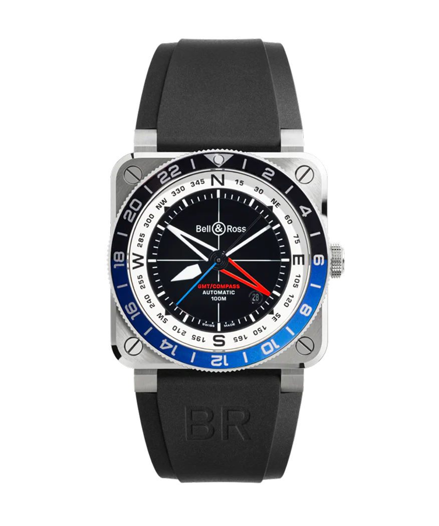 Bell & Ross BR 03 GMT Compass Steel Automatic Limited Edition Watch - BR0393-COM-ST/SRB