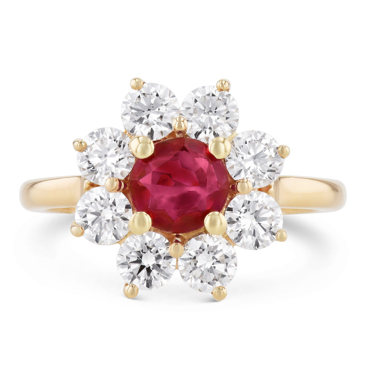 Burma Ruby and Diamond Yellow Gold Ring Rings H&H Jewels