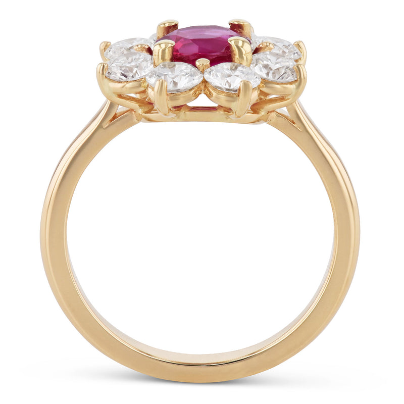 Burma Ruby and Diamond Yellow Gold Ring Rings H&H Jewels