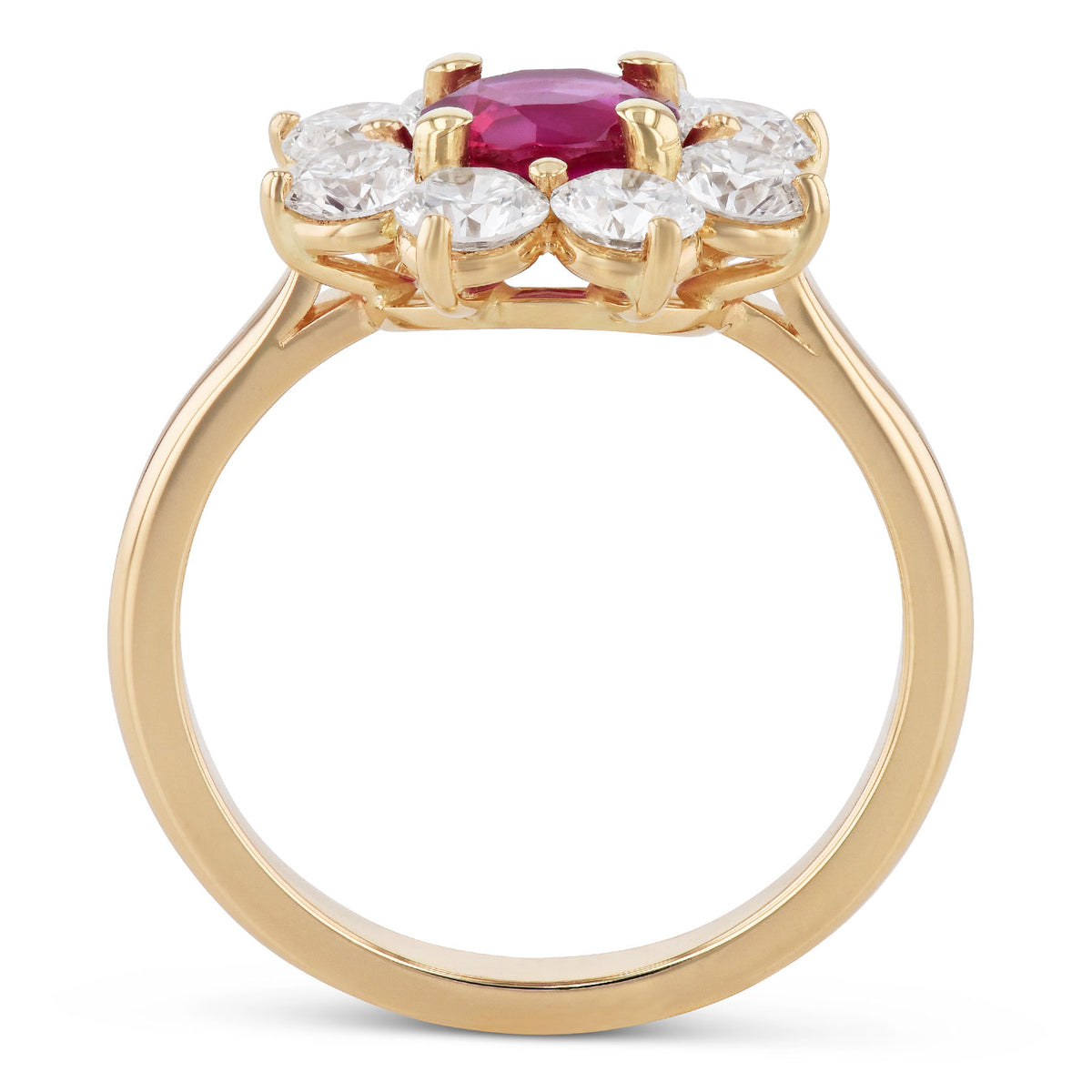 Burma Ruby and Diamond Yellow Gold Ring - Alternate View 1