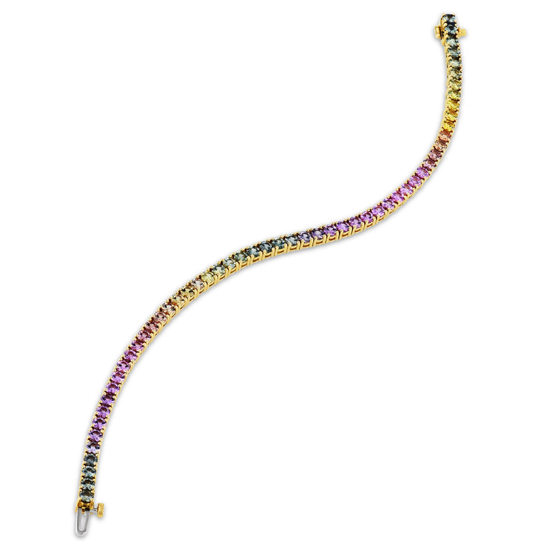 18K Yellow Gold Ombre Sapphire Tennis Bracelet Bracelets H&H Jewels