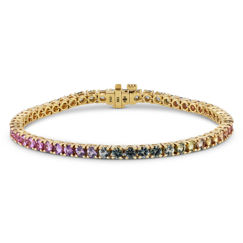 18K Yellow Gold Ombre Sapphire Tennis Bracelet Bracelets H&H Jewels