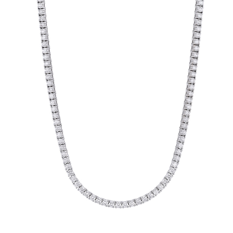 18kt White Gold Round Brilliant Cut Diamond Tennis Necklace Necklaces H&H Jewels