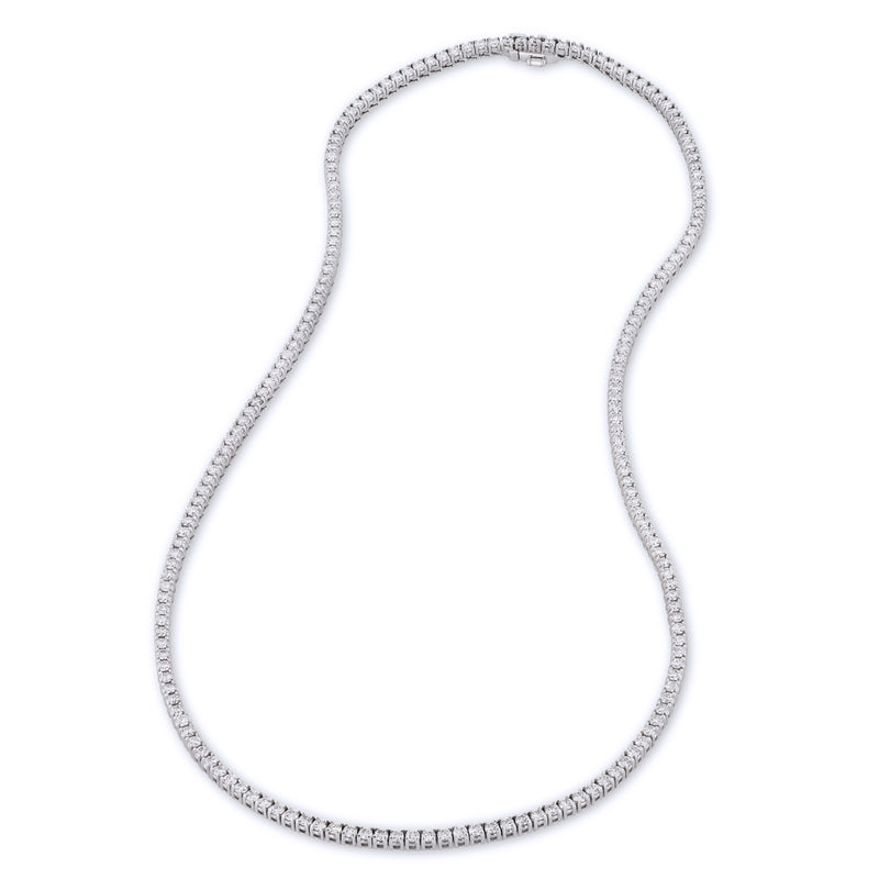 18kt White Gold Round Brilliant Cut Diamond Tennis Necklace Necklaces H&H Jewels