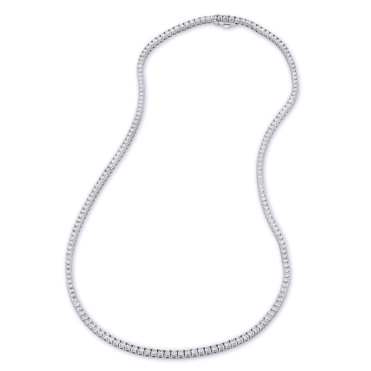 18kt White Gold  Round Brilliant Cut Diamond Tennis Necklace - Alternate View 1