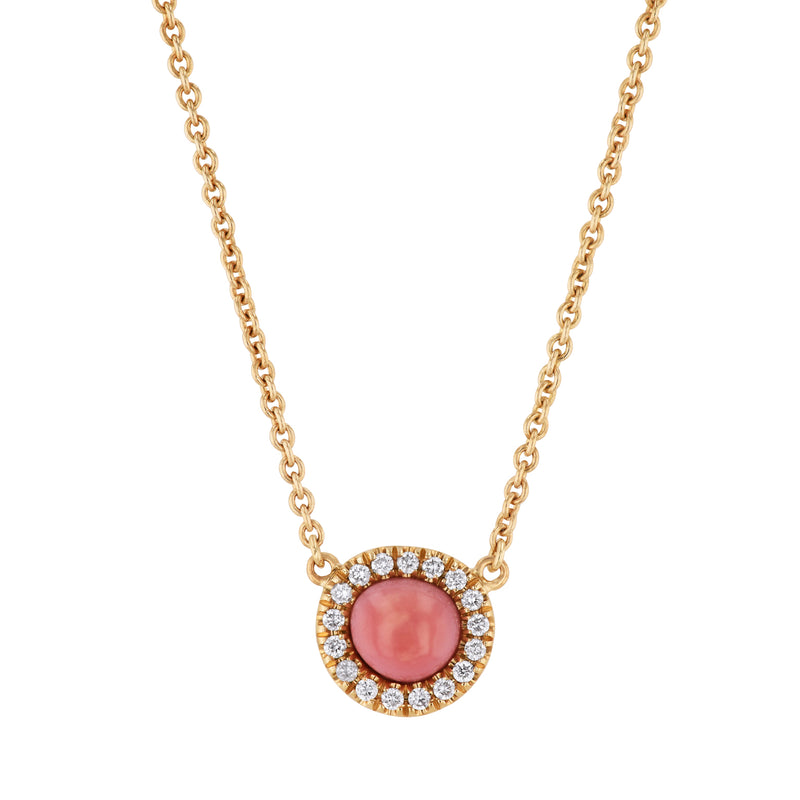 Conch Pearl Pave Diamond 18kt Yellow Gold Pendant Link Necklace Necklaces H&H Jewels