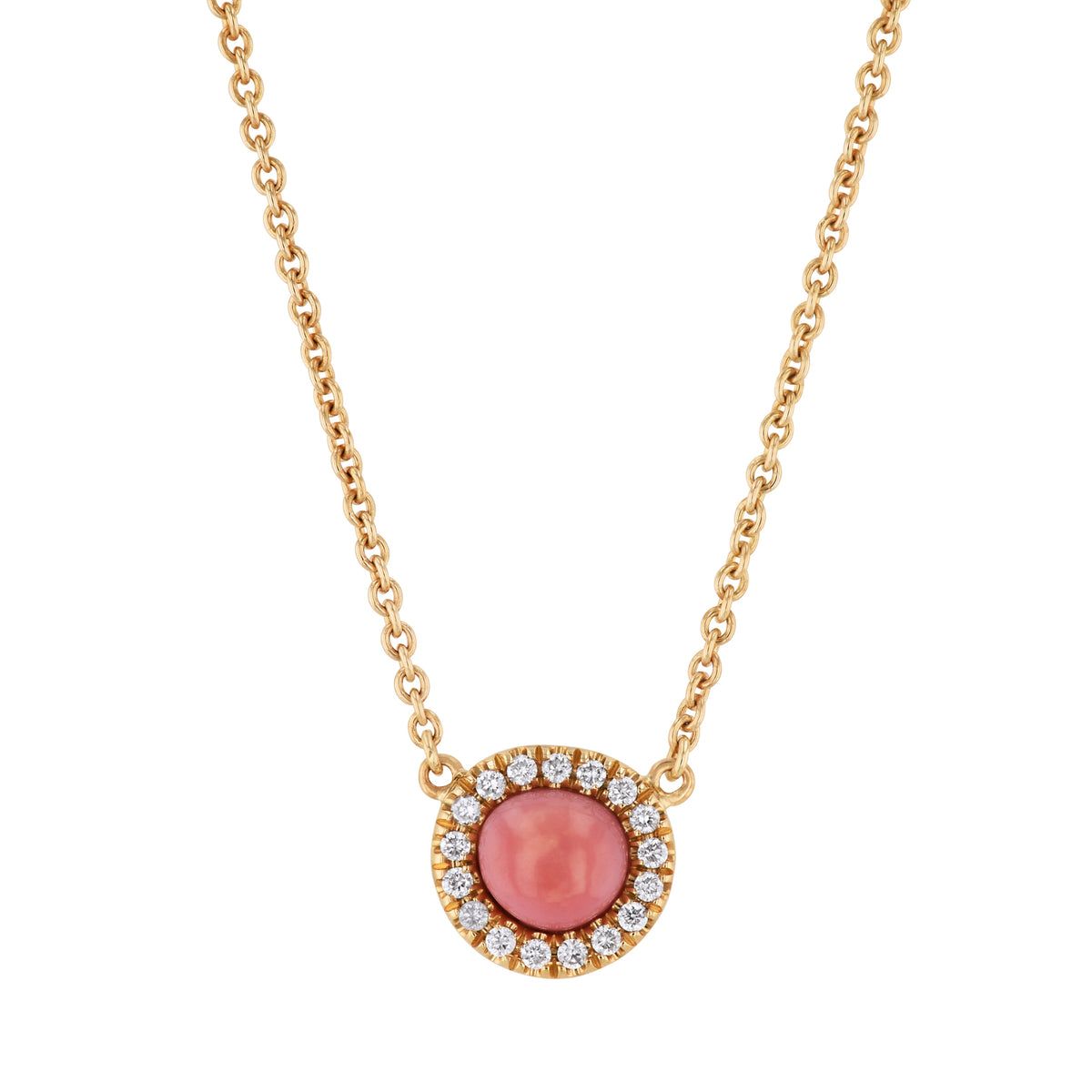 Conch Pearl Pave Diamond 18kt Yellow Gold Pendant Link Necklace Necklaces H&H Jewels