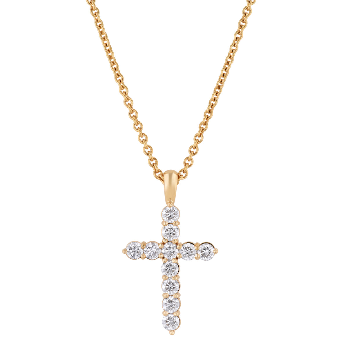 18KT Yellow Gold Diamond Cross Pendant Necklaces H&H Jewels