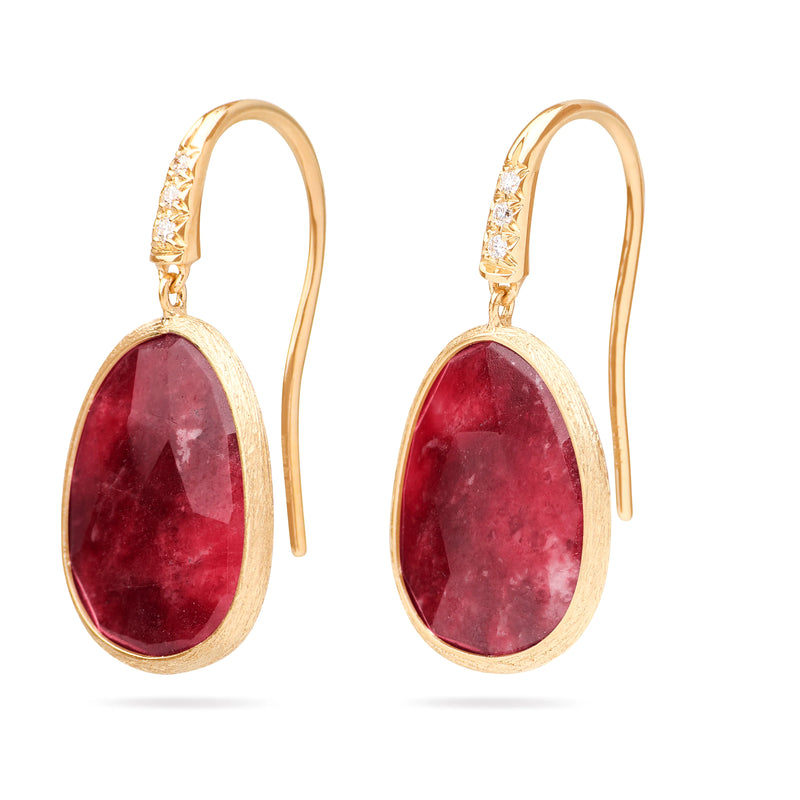 18kt Yellow Gold Thulite Diamond Lunaria Collection Drop Earrings Earrings Marco Bicego
