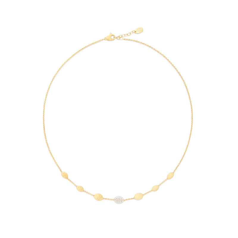 18kt Yellow Gold Siviglia Collection Ovaline Diamonds  Necklace