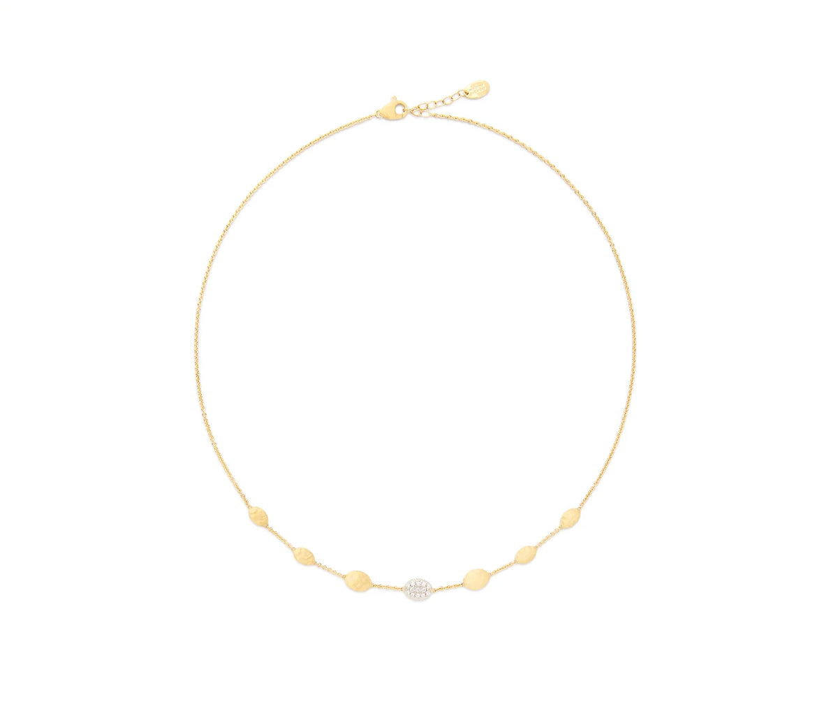18kt Yellow Gold Siviglia Collection Ovaline Diamonds  Necklace