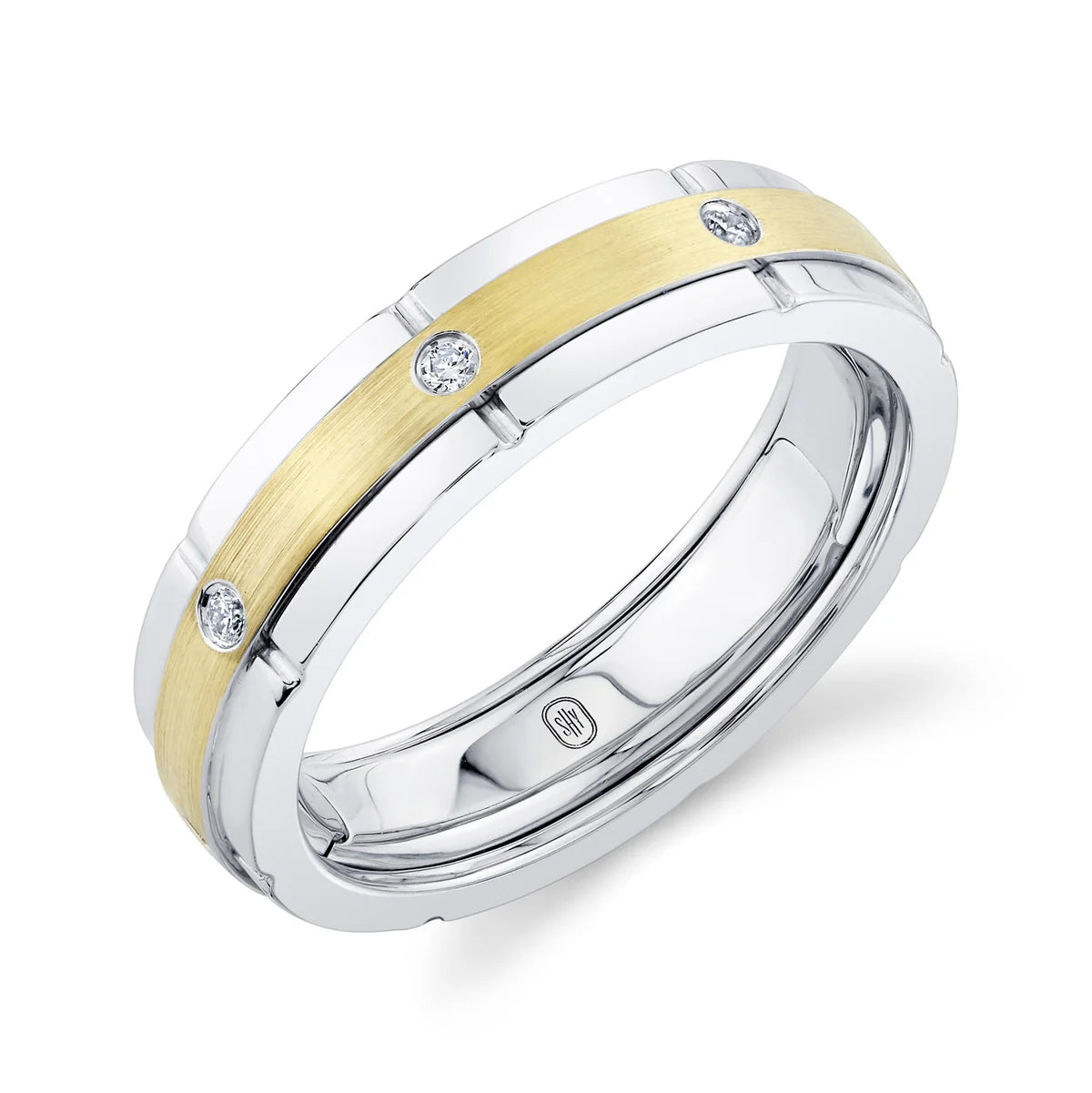14K Two-Tone Diamond Omnifit Men's Comfort Band