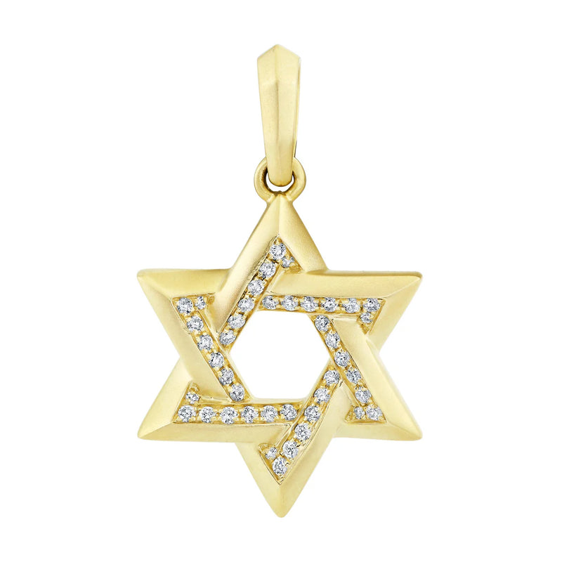 14K Yellow Gold Diamond Star of David Pendant