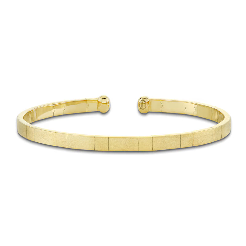 14K Yellow Gold Satin Finish Men's Cuff Bracelet Bracelets Shy Creation