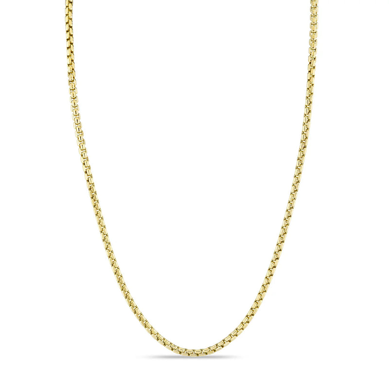 14K Yellow Gold Diamond Accent Men's Box Chain Necklace